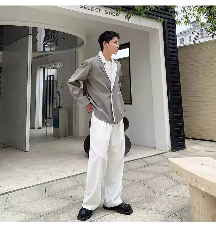 Collar Double 2026 Contrast Spring Layer New Color Casual Blazer Coat Men's Fashion Handsome Elegant Male Clothes JY8406
