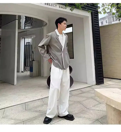Collar Double 2026 Contrast Spring Layer New Color Casual Blazer Coat Men's Fashion Handsome Elegant Male Clothes JY8406