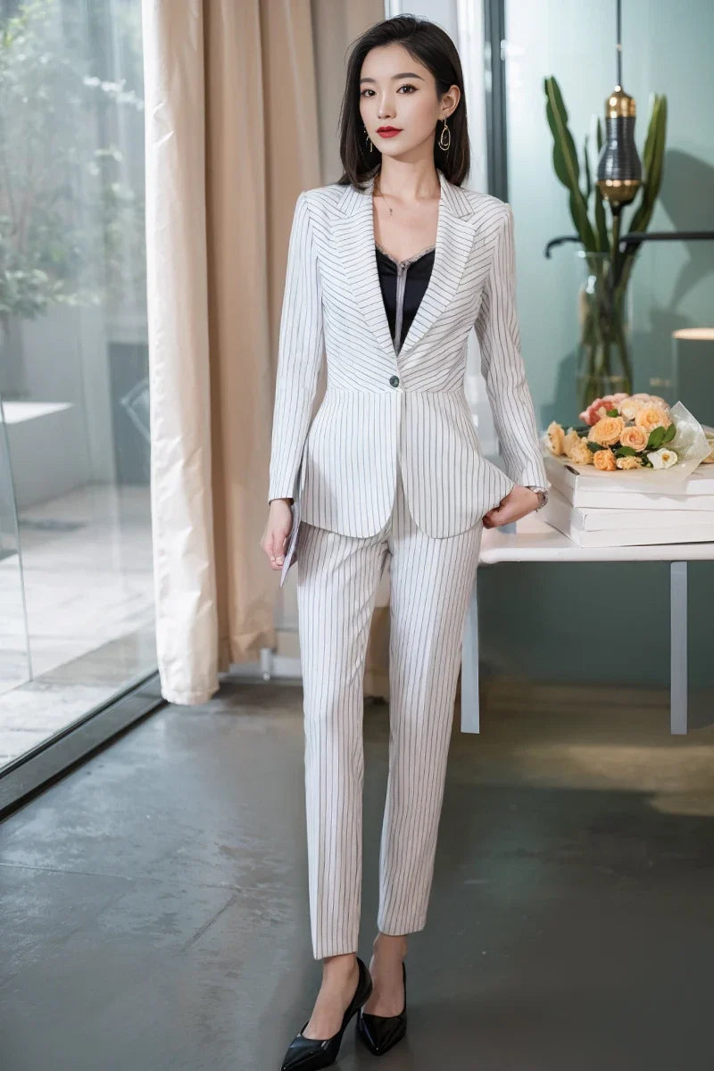 Striped Fashion Women's Suit Set, High Quality Two-Piece Pants + Suit Jacket. New spring/summer 2026