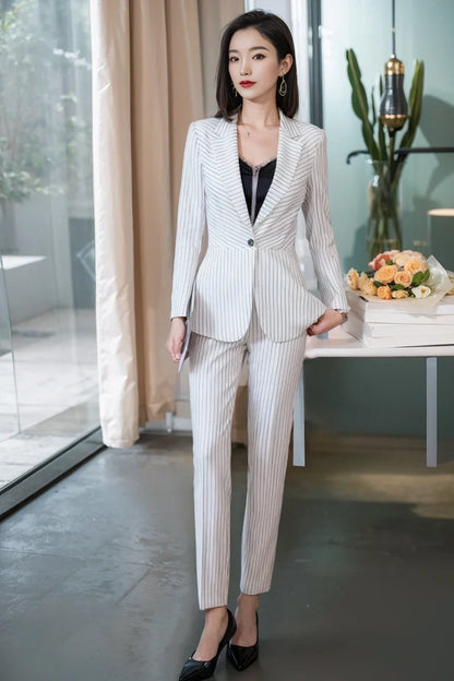 Striped Fashion Women's Suit Set, High Quality Two-Piece Pants + Suit Jacket. New spring/summer 2026