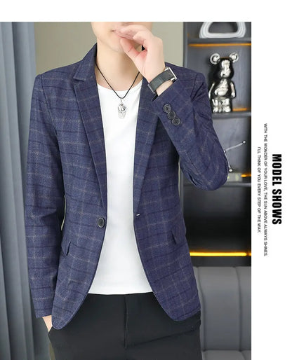 2026 Blazer Outdoor Men's Checked Fashion Business Trend Wedding Slimming Gentleman Casual Korean Travel High Formal Wear Blazer