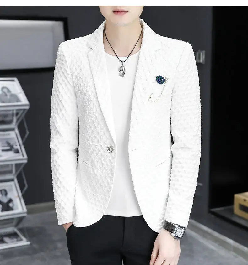 High Quality Suit Jacket Men Slim Fit Long Sleeve Casual Blazers Korean Fashion Streetwear Social Suit Jacket Men Clothing 2025
