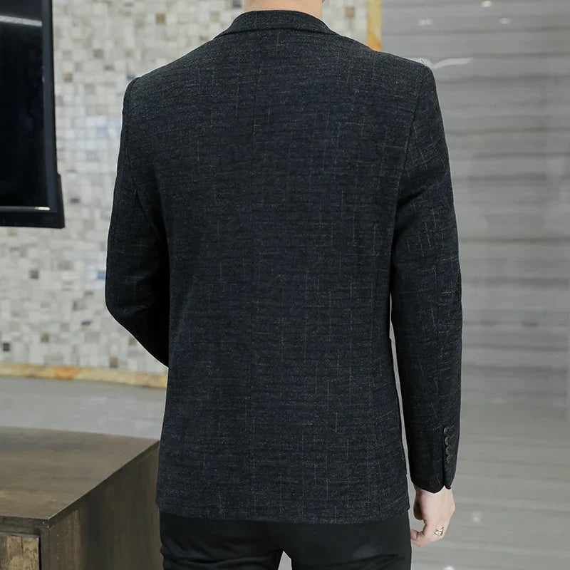M-8XL Blazer Men's Business Gentleman Korean Wedding Fashion Trend, Slim Fit, Versatile, High-end Casual, Woolen Blazer