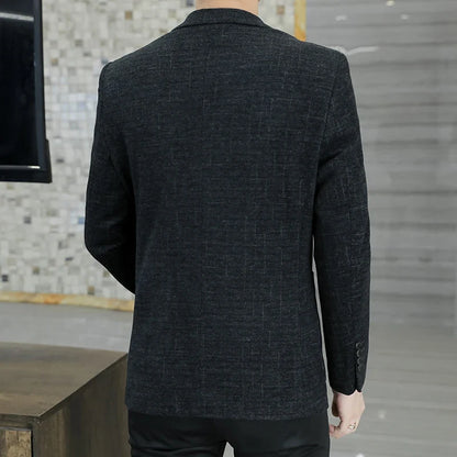 M-8XL Blazer Men's Business Gentleman Korean Wedding Fashion Trend, Slim Fit, Versatile, High-end Casual, Woolen Blazer