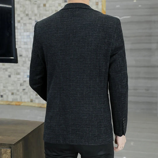 M-8XL Blazer Men's Business Gentleman Korean Wedding Fashion Trend, Slim Fit, Versatile, High-end Casual, Woolen Blazer