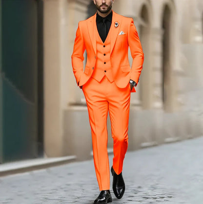 Purple Men Suit Single-breasted Peak Lapel 3 Pieces(Jacket+Pants+Vest) Male Formal Wedding Party Set