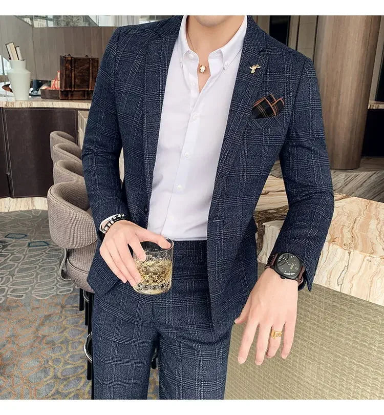 Men's Hemp Linen Suit (Blazer + Pants) – Smart Casual British Style for Business, Wedding & Everyday Wear