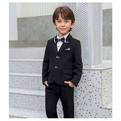 1-11Years Kids Formal Wedding Birthday Prom Outfit Suit With Jacket Pants Children's Piano Speech Performance Costume