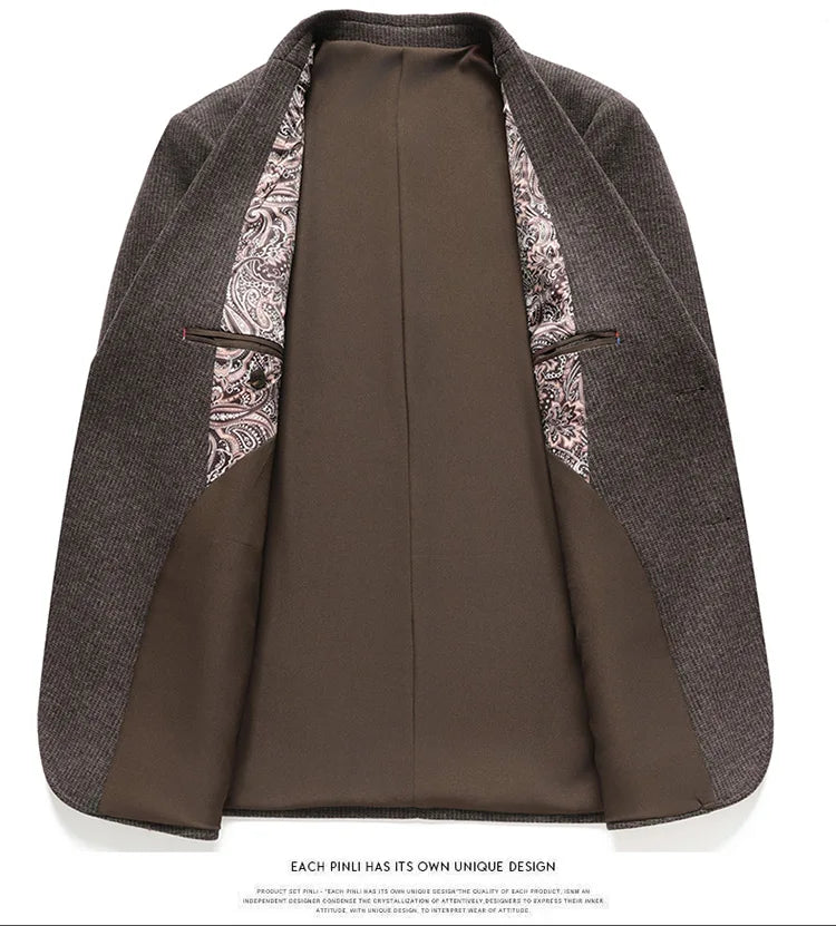 The New Men's Wool Suit for the Autumn and Winter of 2025 Is Crisp, Fashionable, Cool, and Versatile, a Trendy Suit Jacket