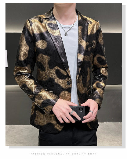 2026 Autumn Suede Men's Casual Suit Jacket Slim Fit Handsome High-quality Business Social Blazers Social Streetwear Dress Coat