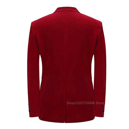 XS-6XL Veste de costume de mariage en velours pour homme, blazer de marié, tenue d'affaires, smoking, veste de cérémonie, fête, croisée, un seul manteau