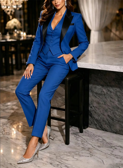 Mulit Colors Women’s Suit Set 3 Piece Elegant Formal Slim Fit Luxury Wedding Guest Outfit Evening Party Wear (Blazer+Vest+Pants)