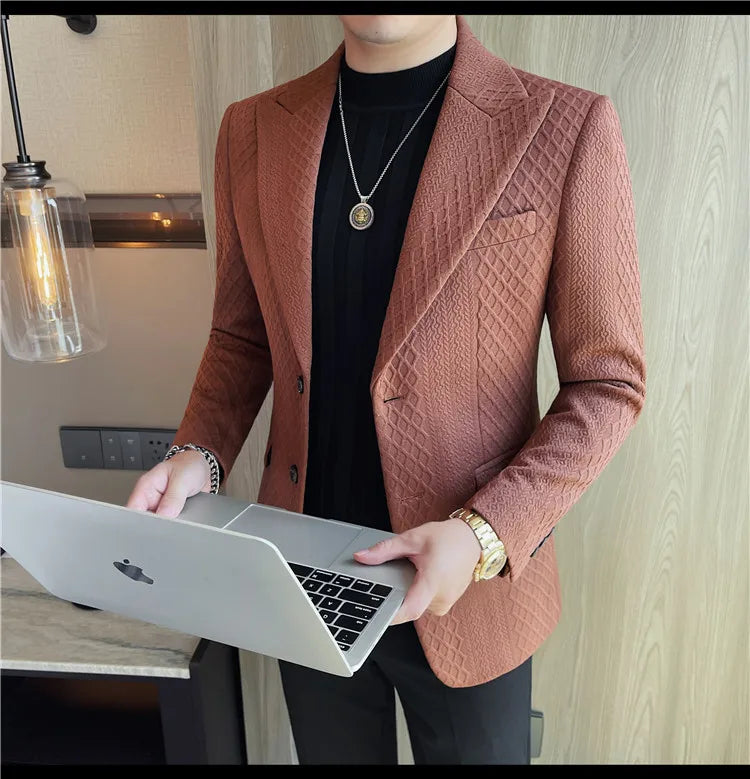 Autumn Winter Single Breasted Wedding Suit Jacket for Men Business Casual Slim Fit Blazers Banquet Party Social Suit Jackets