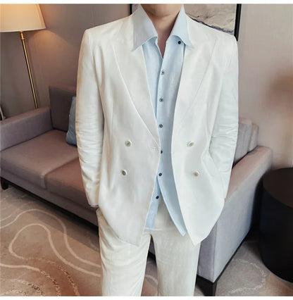 Summer Linen Breathable Suit Jacket Daily Casual Thin Blazers Men's Business Formal Suit Jacket Wedding Groom Coats Men Clothing