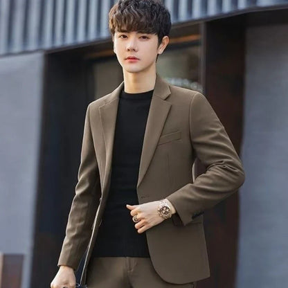 2026 Men's Korean Style Loose Retro Casual Blazer Spring Autumn Versatile Trendy Suit Jacket