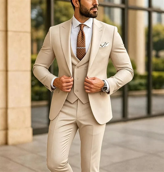 3-Piece Men's Suit – Jacket, Vest & Pant for Weddings & Formal Occasions