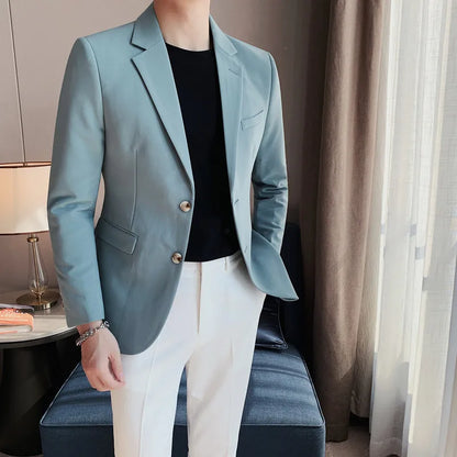 Men's high-quality brand suit Blazer business casual plain color suit jacket single-breasted elegant suit S-4XL2023 fall new