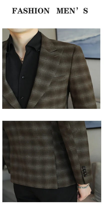 Men's Slim Fit Army Green Casual Blazer – Single Breasted Smart Casual Suit Jacket