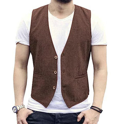 Men's Linen Vest – Slim Fit Smart Casual Waistcoat for All Seasons