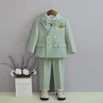 Kids Formal Suit Set Boys Girls Wedding Blazer Multi-Piece Pink Performance Costume
