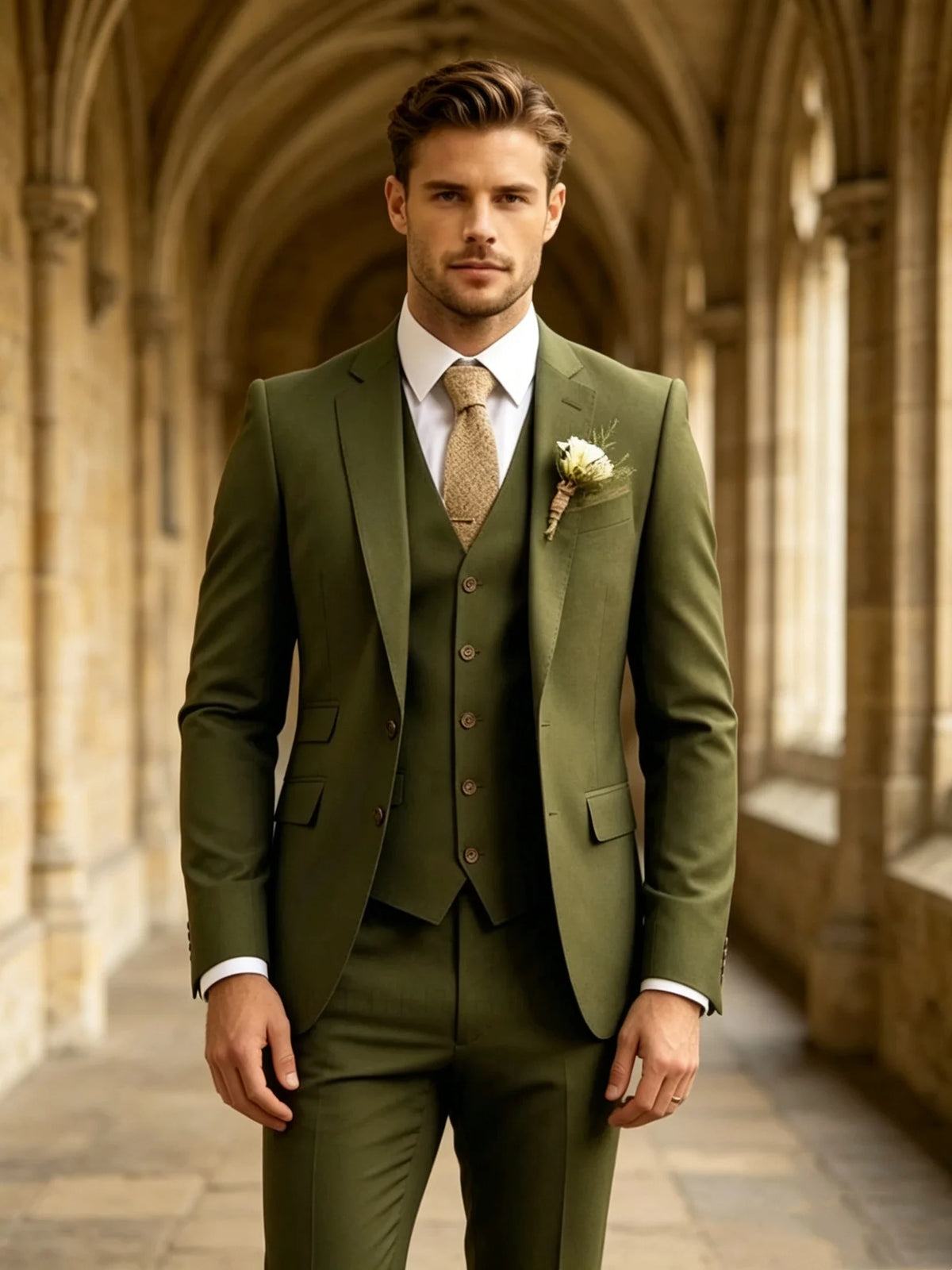 New Business Casual MC Wedding Groom Best Man Dress Green Men's Suit Three-piece Set Wedding Suits for Men Mens Suits Set