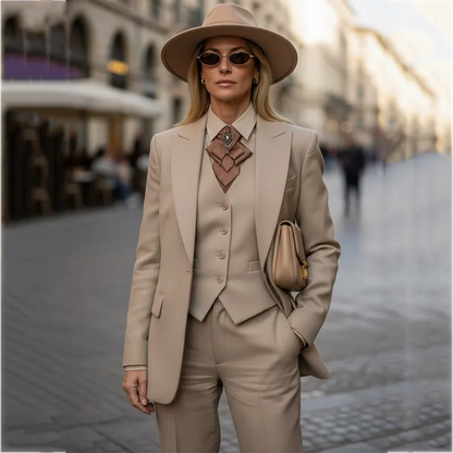 Customized Women Suit 3 Pieces Peak Lapel Single Button High Street Style Business Formal Office Lady Outfit(Blazer+Vest+Pants)