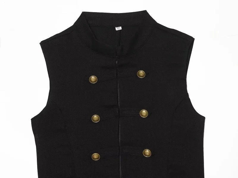 Button Up Vest Tops For Women Sleeveless Office Wear Khaki Crop Black Top Slim Fit Casual Waistcoat Top Zip Up Women’s Tops