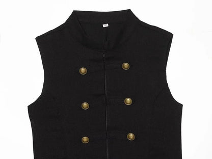 Button Up Vest Tops For Women Sleeveless Office Wear Khaki Crop Black Top Slim Fit Casual Waistcoat Top Zip Up Women’s Tops