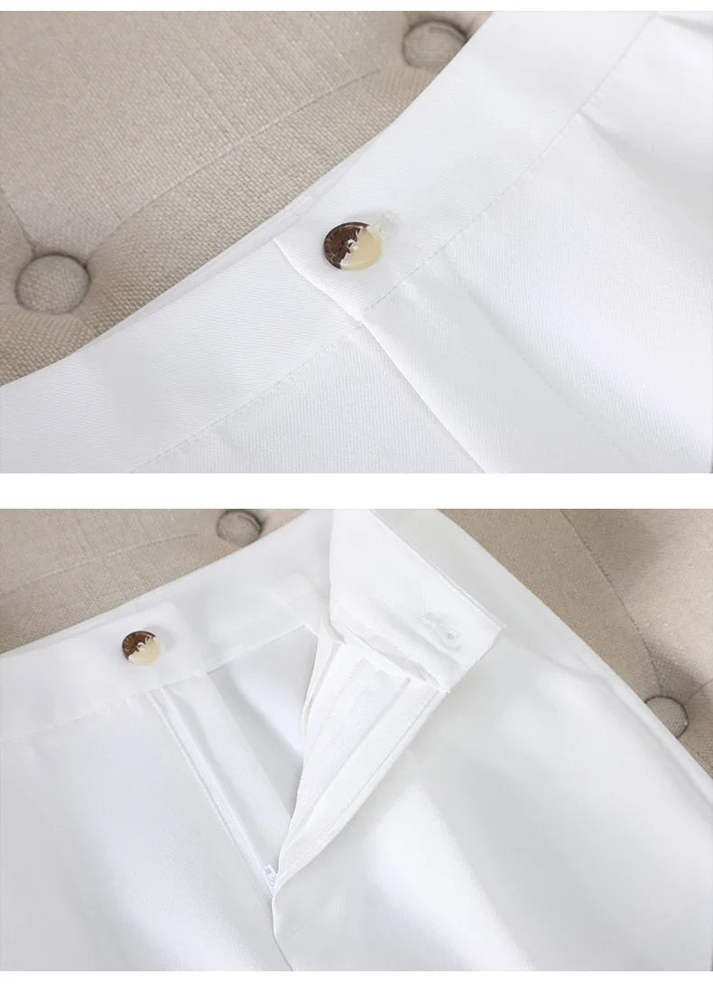Elegant Chic Two Piece Trousers Set Woman Spring 2026 New Women's Suit Sets Blazer Pants Outfit White Khaki Office Wear