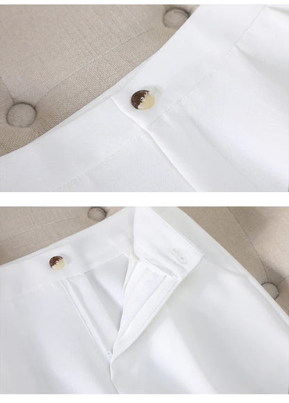 Elegant Chic Two Piece Trousers Set Woman Spring 2026 New Women's Suit Sets Blazer Pants Outfit White Khaki Office Wear