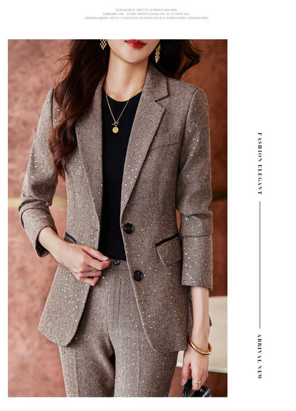 High Quality Fabric Women Business Suits With Pants and Blazer Coat Professional Autumn Winter Office Ladies Pantsuits Blazers