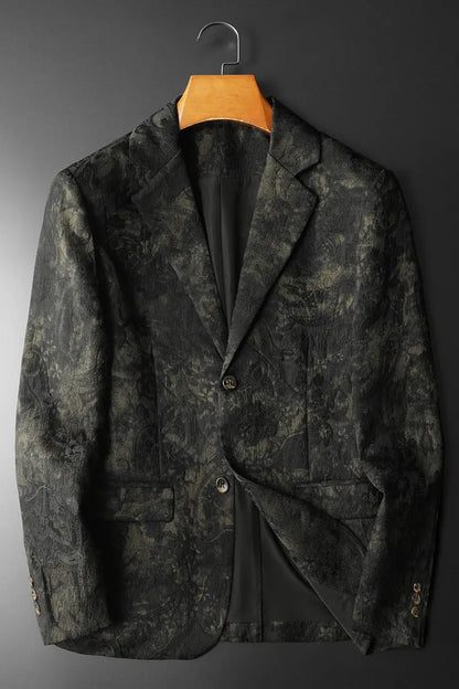 Spring Autumn Vintage Jacquard Suit Jacket Men High Quality Slim Fit Casual Social Blazers Business Office Wedding Party Coats