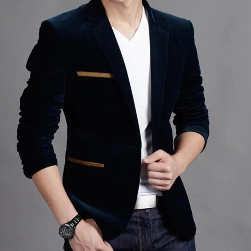 Men's Slim Fit Korean Style Blazer Autumn Winter Formal Suit Jacket Trendy Youth Business Casual Top