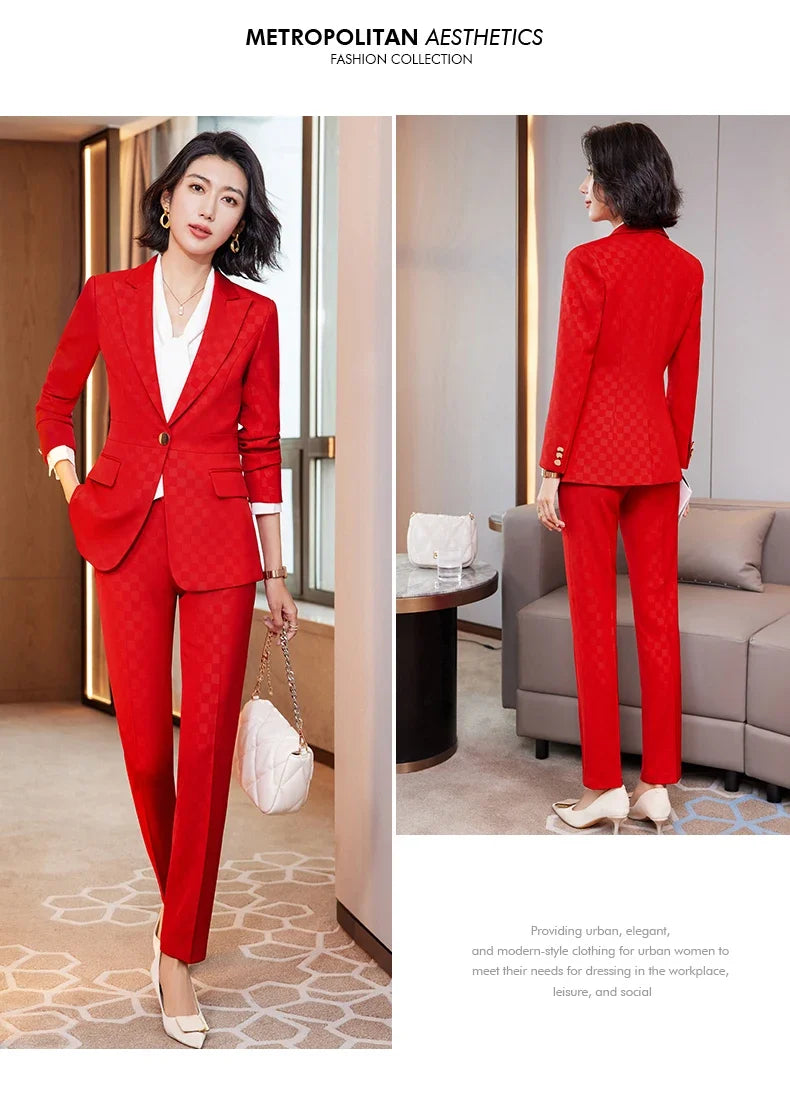 Fashionable professional business women's clothing, high-quality two-piece pants + blazer, elegant and charming2026