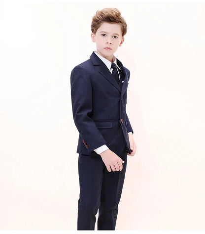 Kids Boys White Blazer Vest Pants 3PCS Set Children Baptism Wedding Prom Suit Baby Boy Elegant Dress Teenager Party Costume