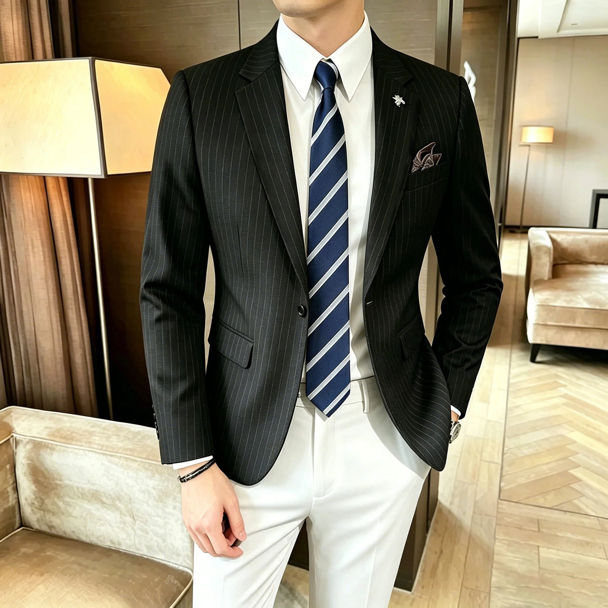 Men's Double Breasted Blazer – Formal Wedding & Business Jacket