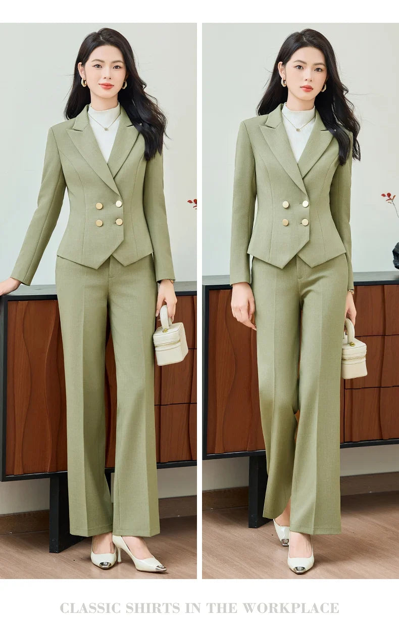 Fashionable professional women's clothing, high-quality two-piece pants + blazer, elegant temperament, beautiful charming