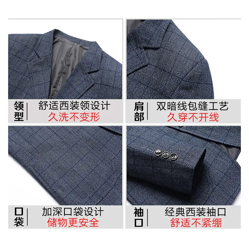 For the Autumn and Winter of 2025, Middle-aged and Elderly Men's Business and Casual Woolen Suit Jackets for Dads