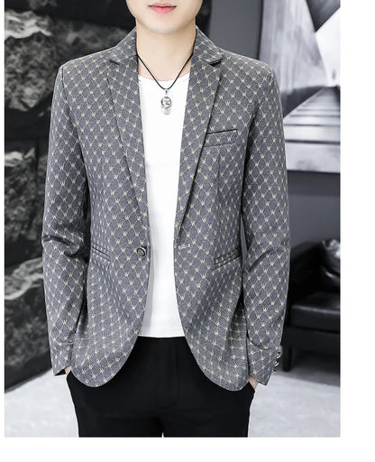 Korean Letter Print Men Blazers Brand 2024 Spring Casual Business Suit Jackets Slim Fit Street Wear Social Jacket Men Clothing