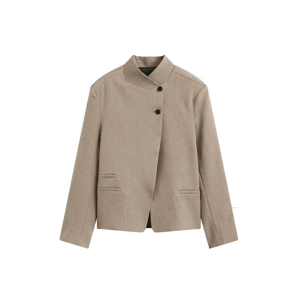 Chic Casual Fashion 2026 Office Lady Women Blazer Buttons Streetwear Jacket Long Sleeve Beige Female Elegant Outwear