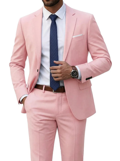Hot Sale Man Suit Set 2 Pieces Jacket Pants Business Outfit Notched Lapel Casual Men's Regular Fit Tuxedo Wedding Guest Clothes