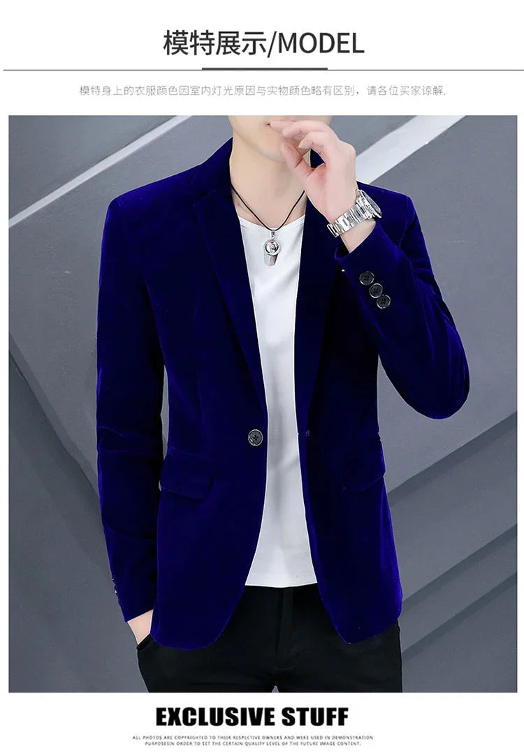 2025 Canary Suit Men's Velveteen Casual Small Suit British Style Business Single West Casual Clothes Trend Youth Handsome Shirt