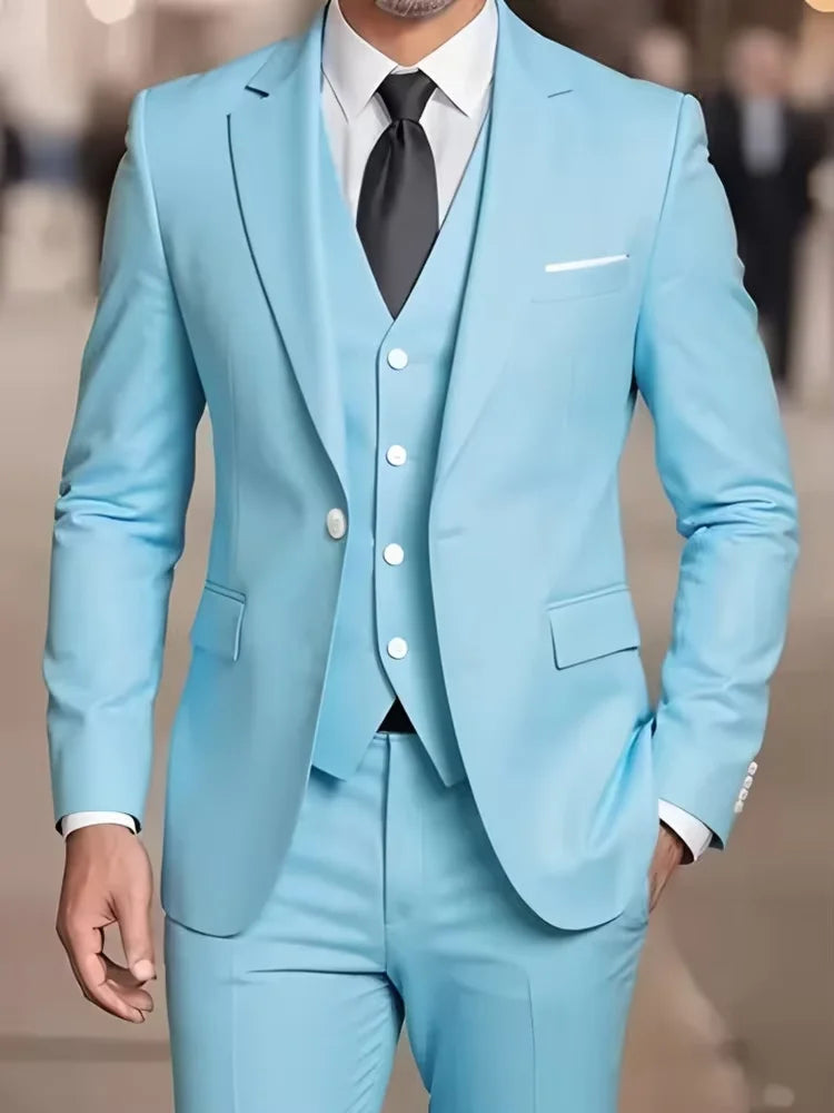 3 Piece Khaki Groom Tuxedo Men Suits for Wedding Business Notch Lapel Blazer Costume Homme Party Suits(Jacket+Vest+Pants)