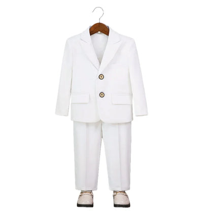Boys Slim Fit Suit Set Kids Wedding Birthday Outfit Children's Performance Costume With Jacket Vest Pants Bowtie+Pocket Towel