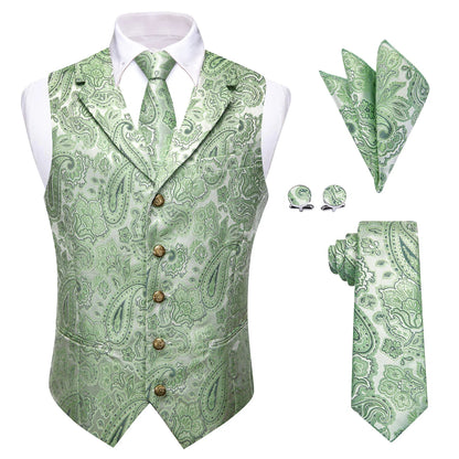 Men's Vest 4-Piece Matching Set with Paisley Lapel for Prom and Banquet Occasions