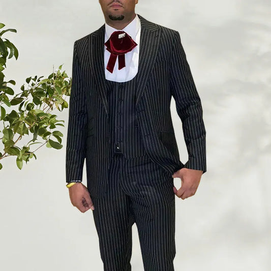 Men's 3 Piece Slim Fit Business Casual Tuxedo Suits Set Notched Lapel Blazer Vest Pants for Groom Party Costume Homme
