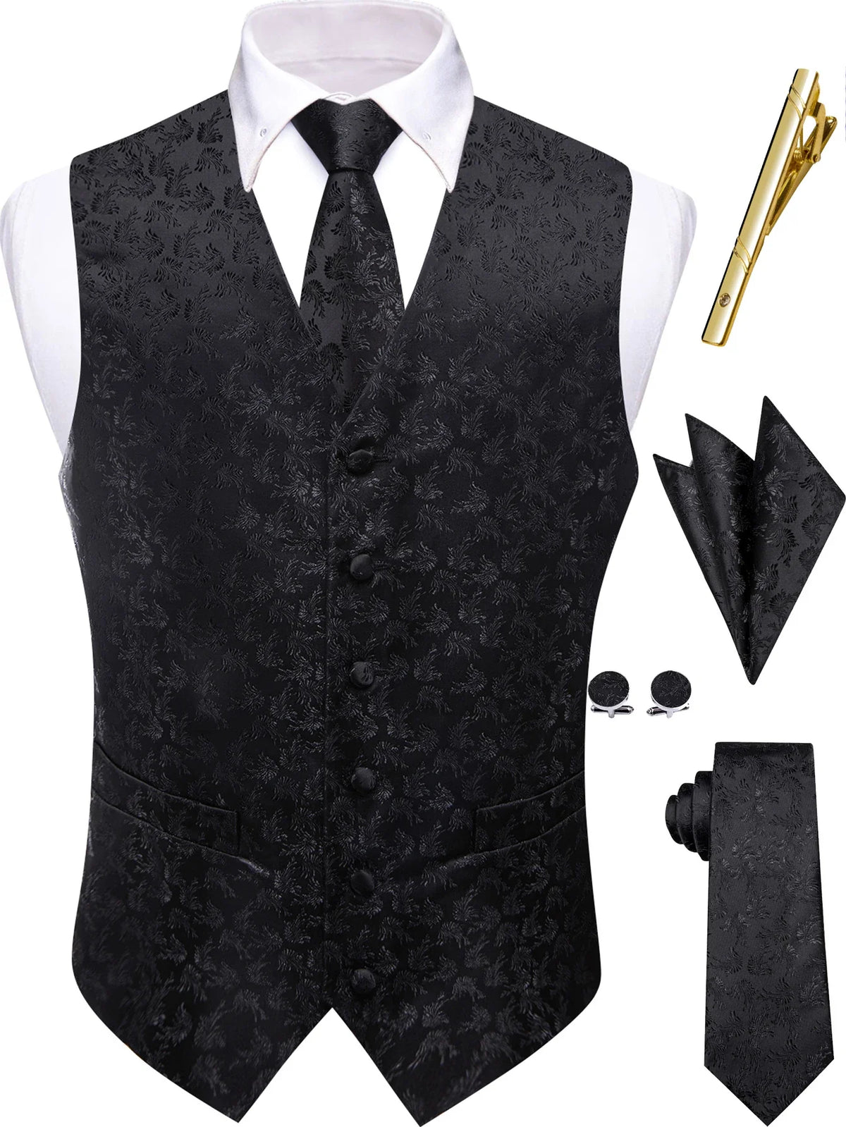 Men's Vest and Tie Set – Paisley Floral Waistcoat with Necktie for Weddings and Business Occasions