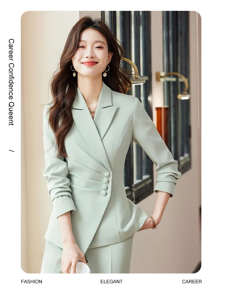 Fashionable Business Women's Clothing, Boutique Long-Sleeved Two-Piece Pants + Blazer, New Style in 2025