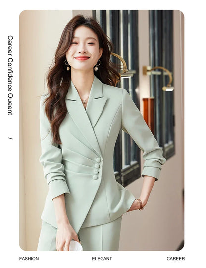 Fashionable Business Women's Clothing, Boutique Long-Sleeved Two-Piece Pants + Blazer, New Style in 2025