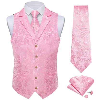 Men's Suit Vest & Tie Set – Paisley Jacquard Waistcoat for Weddings and Formal Occasions